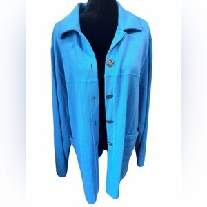 Vintage Bellandi Luca-Viareggio button up sweater  100% merino wool size xl blue